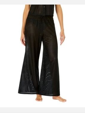 Hurley Semi-Sheer Crochet Fabric Beach Pants M Wide Leg Cover-up Pull-on Coastal